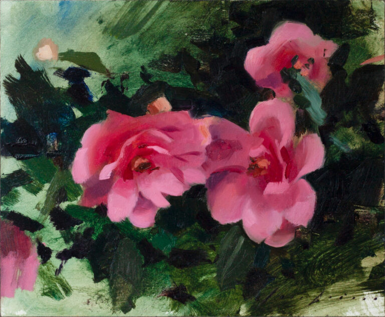 Jon Doran, Pink camellias and viridian