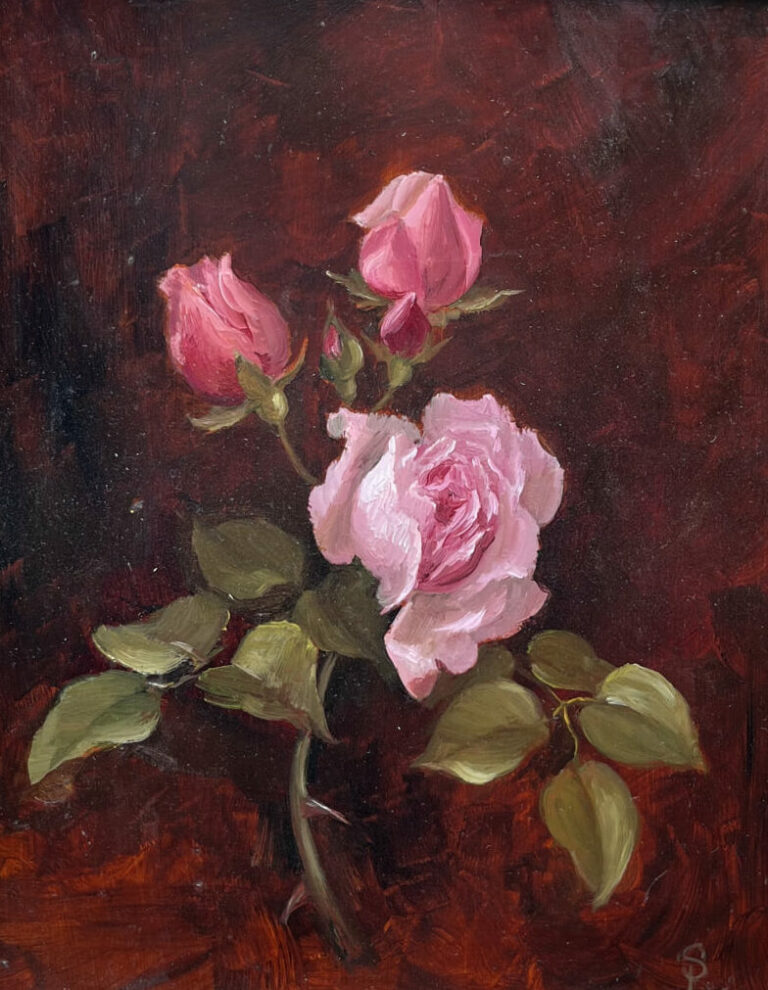 Susie Philipps - Pink Rose and two buds